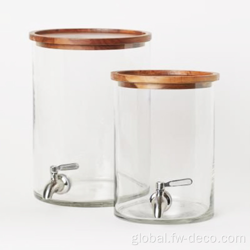 Shot Glass Dispenser glass beverage water dispenser with tap and lid Factory